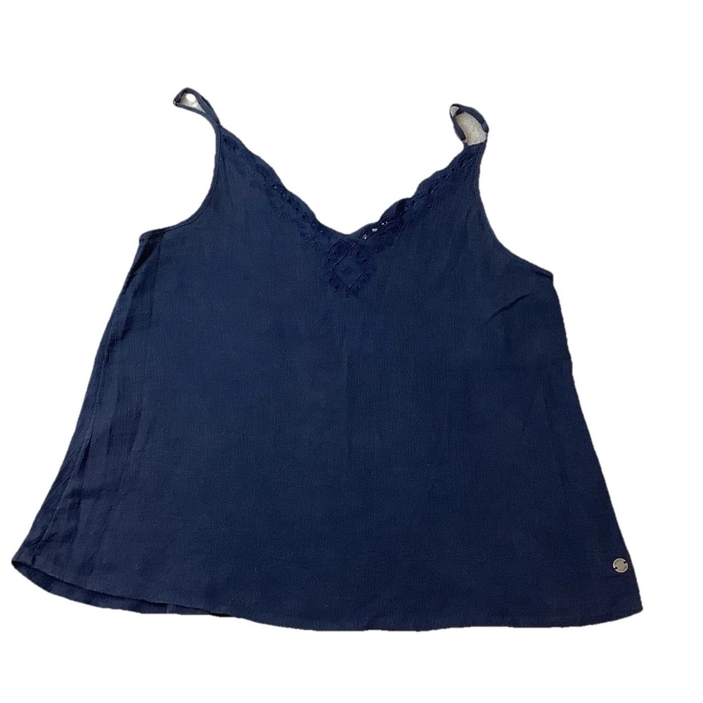 Roxy Tank Top Women XS Navy Blouse Beach Summer Cropped
